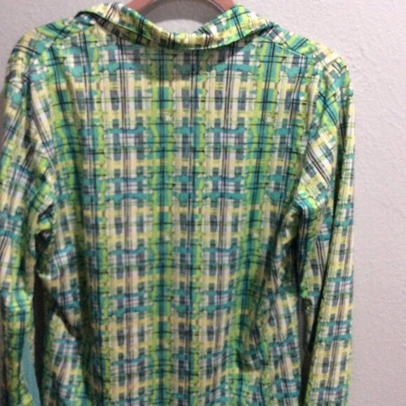 Bette & Court long sleeve print partial zip golf shirt womens Large L collar - Picture 4 of 5